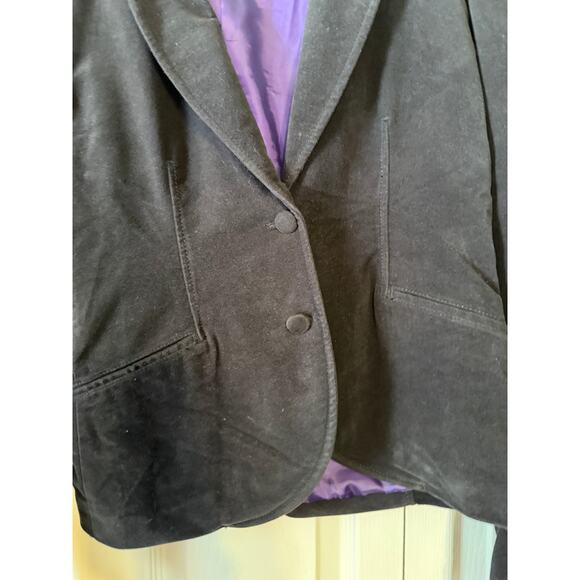 Ralph Lauren Polo Vintage 80s Black Velvet Two Button Jacket Women's Size M - Picture 7 of 8